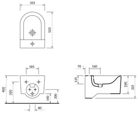 Cersanit INVERTO závesný bidet 52 x 35,5 cm, Biela, K671-002