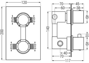 Mexen Cube DR02 podomietkový sprchový set s dažďovou sprchou 30x30 cm (6v1), zlatá, 77502DR0230-50