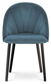Modrá Zamatová stolička Livia dĺžka 52 × šírka 46 × výška 80 cm MILO CASA
