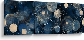 Obraz - Modro-zlaté krúžky (s hodinami) (90x30 cm)