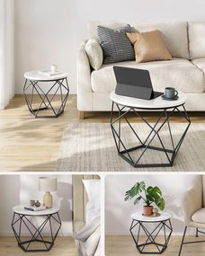 Sada 2 ks odkládacích stolků Vasagle Elezi bílý mramor/černá