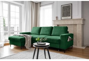 Tmavozelená menčestrová rozkladacia rohová pohovka (ľavý roh) Lofty Lilly – Miuform