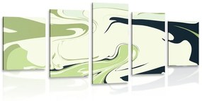5-dielny obraz abstraktný vzor materiálov zelený - 100x50