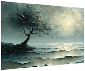 Obraz - Olejomaľba stromu s oceánom (90x60 cm)