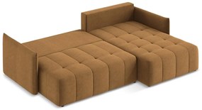 Terakotová rozkladacia/s úložným priestorom rohová pohovka (pravý roh/s leňoškou) Moku – Makamii