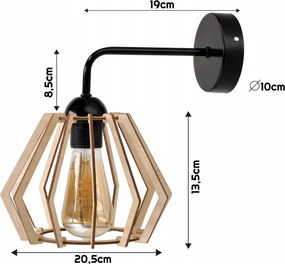 Drevená nástenná lampa čierna LED nad zrkadlo E27 drevená nástenná lampa