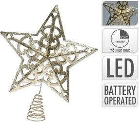 LED špic na stromček Zlatá hviezda 28 cm
