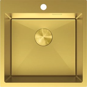 Mexen Solix, 1-komorový nerezový drez 500 x 500 mm, brúsená zlatá, 6407501000-55