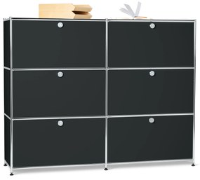 Veľká kovová komoda »CN3« so 6 výklopnými priehradkami, čierna