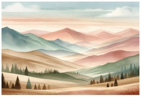 Fototapeta pastelové hory v akvareli