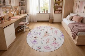 Detský koberec protišmykový BAMBINO 61600 krémový / ružový kruh