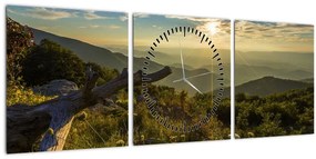 Obraz - Výhľad do okolia (s hodinami) (90x30 cm)