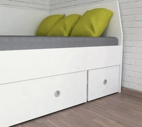 Úložná posteľ so zástenou Junior 120x200 cm, biela