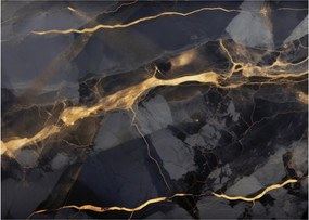 Sklenený obraz - Čierno - zlatý dekor (70x50 cm)