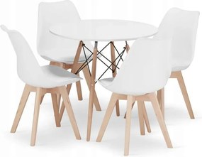 Jedálenská zostava TODI 80cm okrúhly stolový set biely+ 4 stoličky MARK sivé Farba: Biela