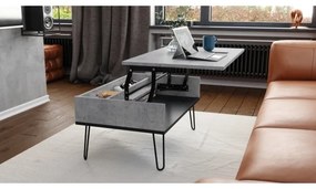 Konferenčný stôl so zdvíhacou doskou a poličkou HALIJA šedá betón/čierna