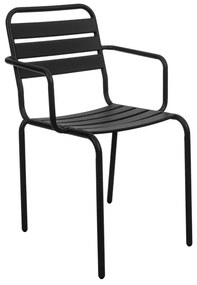 Čierna kovová záhradná stolička VICTOR s lakťovými opierkami