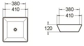 Mexen Pola, umývadlo na dosku 41 x 41 x 12 cm, biela, 22224100