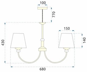 Toolight Toolight, stropná lampa 5xE14 APP1014-5CP, béžová, OSW-05557