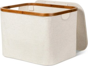 Krémový látkový úložný box s vekom 40,5x33x30 cm Bamboo/Linen – Bigso