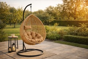 Skládací závěsné houpací křeslo Houseland Lisso XL světle hnědé