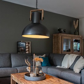 Priemyselné závesné svietidlo tmavosivé s mangovým drevom - Mangoes