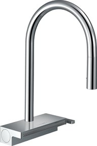 Hansgrohe M81, drezová batéria Aquno Select s výsuvnou koncovkou a plochým sprchovým prúdom, chrómová, HAN-73837000