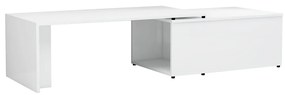 vidaXL Konferenčný stolík lesklý biely 150x50x35 cm drevotrieska