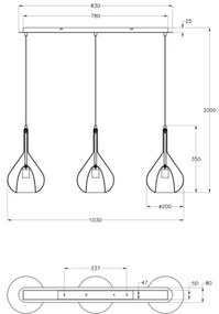 Fabas Luce 3481-48-297 - Luster na lanku LILA 3xE27/40W/230V číra/zlatá/šedá