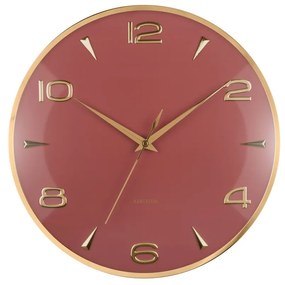 Dizajnové nástenné hodiny Karlsson 6017RD červené,priemer 40 cm