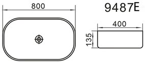 Erga Paola, umývadlo na dosku 800x400x135 mm, biela lesklá, ERG-V03-9487E-WH