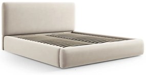 Béžová čalúnená dvojlôžková posteľ s úložným priestorom s roštom 140x200 cm Colonel – Cosmopolitan Design