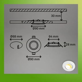 Briloner 7586036 - SADA 3xLED kúpeľňových podhľadových svietidiel KLIRA 1xLED/4,9W/230V IP23 biela