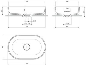 OMNIRES OVOUNTE - Umyvadlo OVO 55x36 cm dolomit/matná terakota