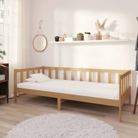 Denná posteľ s matracom 90x200 cm hnedá borovicové drevo