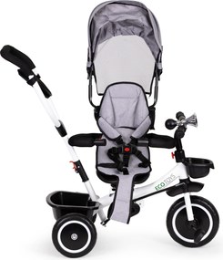 ECOTOYS trojkolka 360° otočné sedadlo, odnímateľná strieška, rodičovská rukoväť, EVA kolesá