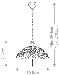 Elstead QZ-KAMI-P - Luster na reťazi Tiffany KAMI 3xE27/60W/230V