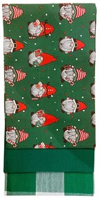 Bavlnené utierky na riad Vianočné Škriatkovia zelený  45x70cm 3ks TiaHome