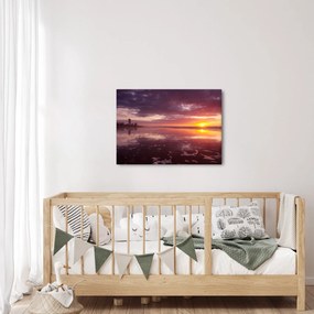 Obraz - Pláž pri západe slnka (70x50 cm)