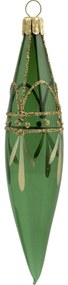 Bella Rose Sklenená vianočná ozdoba Kvapka Zelená Lesk