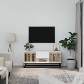 TV skrinka biela 105x30x45 cm kompozitné drevo a železo 352097