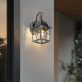 Romantická vonkajšia nástenná lampa starožitné striebro - London