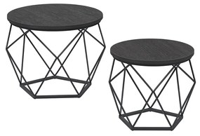 Geometrický set stolíkov 2ks - čierny