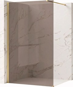 Bezrámová sprchová zastena REA FLEXI GOLD BRUSH 80 cm, zlatá kartáčovaná / hnedá dymová - bez vaničky