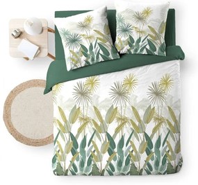 Biele/zelené bavlnené obliečky na dvojlôžko/predĺžené 240x220 cm Otika – douceur d'intérieur