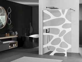 Mexen Kioto, sprchová zástena Walk-In 80 x 200 cm, 8mm číre sklo biely vzor, grafitový profil, 800-080-101-66-97