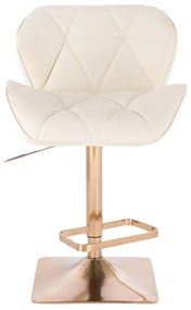 LuxuryForm DESIGN Barová stolička MILANO na zlatej hranatej podstave - krémová
