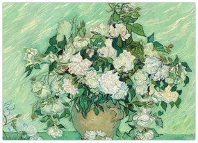 Sklenený obraz - Vincent van Gogh, Roses, reprodukcia (70x50 cm)