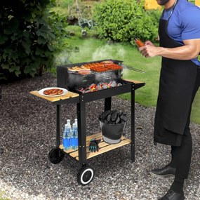 Zahradní gril na dřevěné uhlí PARILO černý