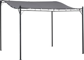 Outsunny Záhradná Pergola s Krytom a Stanom, Kovová Šedá 297x297cm | Aosom